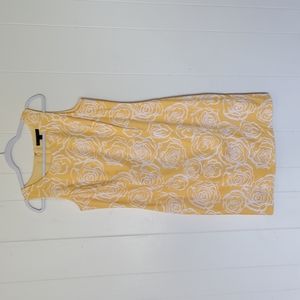 Brooks Brothers pencil midi dress, yellow with white floral print. New with tags